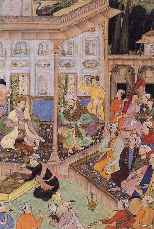 Babur,prince of Kabul,visits his cousin prince Badi uz Zaman of Herat in 1506, unknow artist